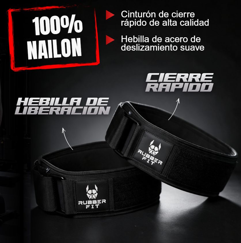 Cinturón de levantamiento de nailon con hebilla de liberación y cierre rápido