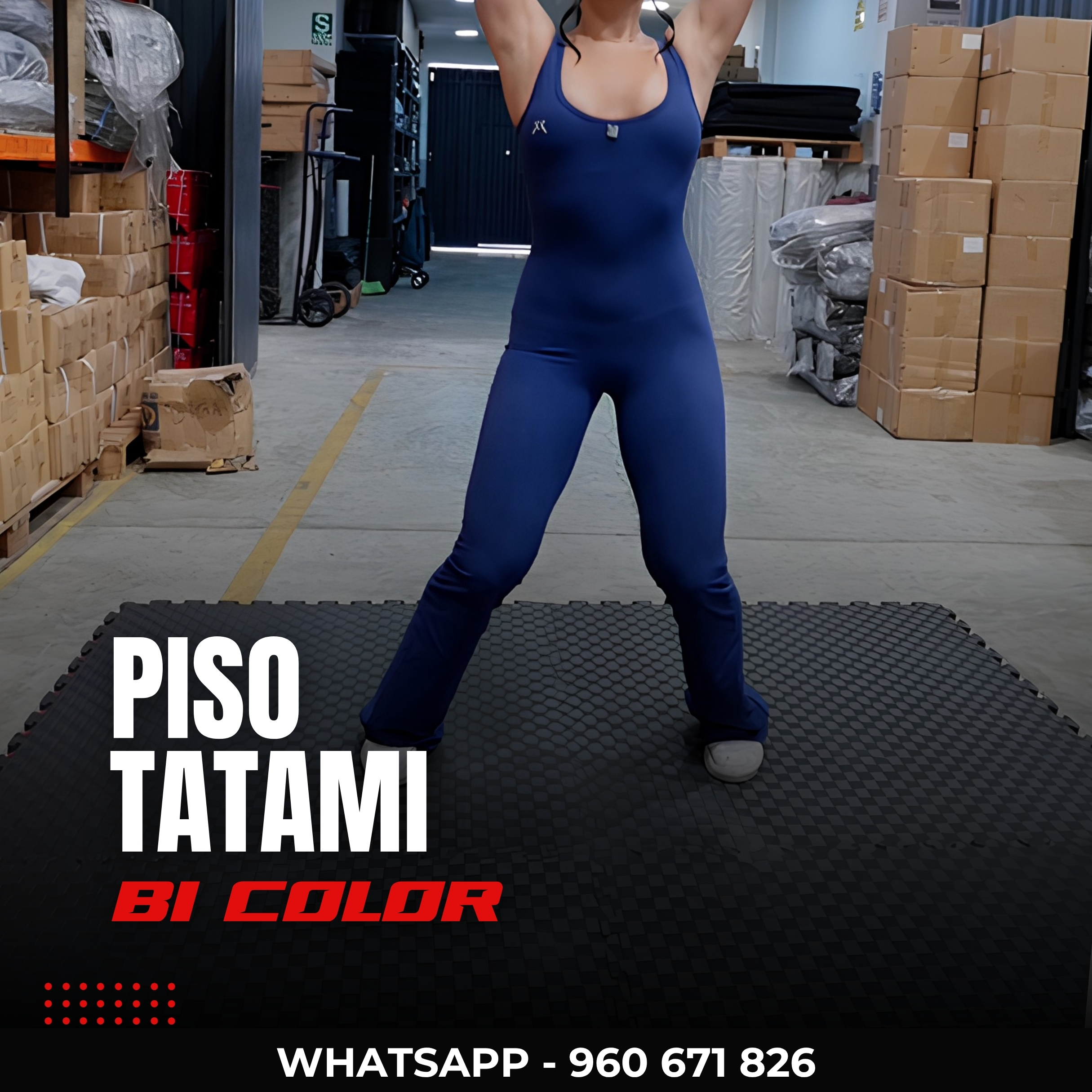 Piso Tatami EVA Rojo/Azul 2.5cm para Artes Marciales