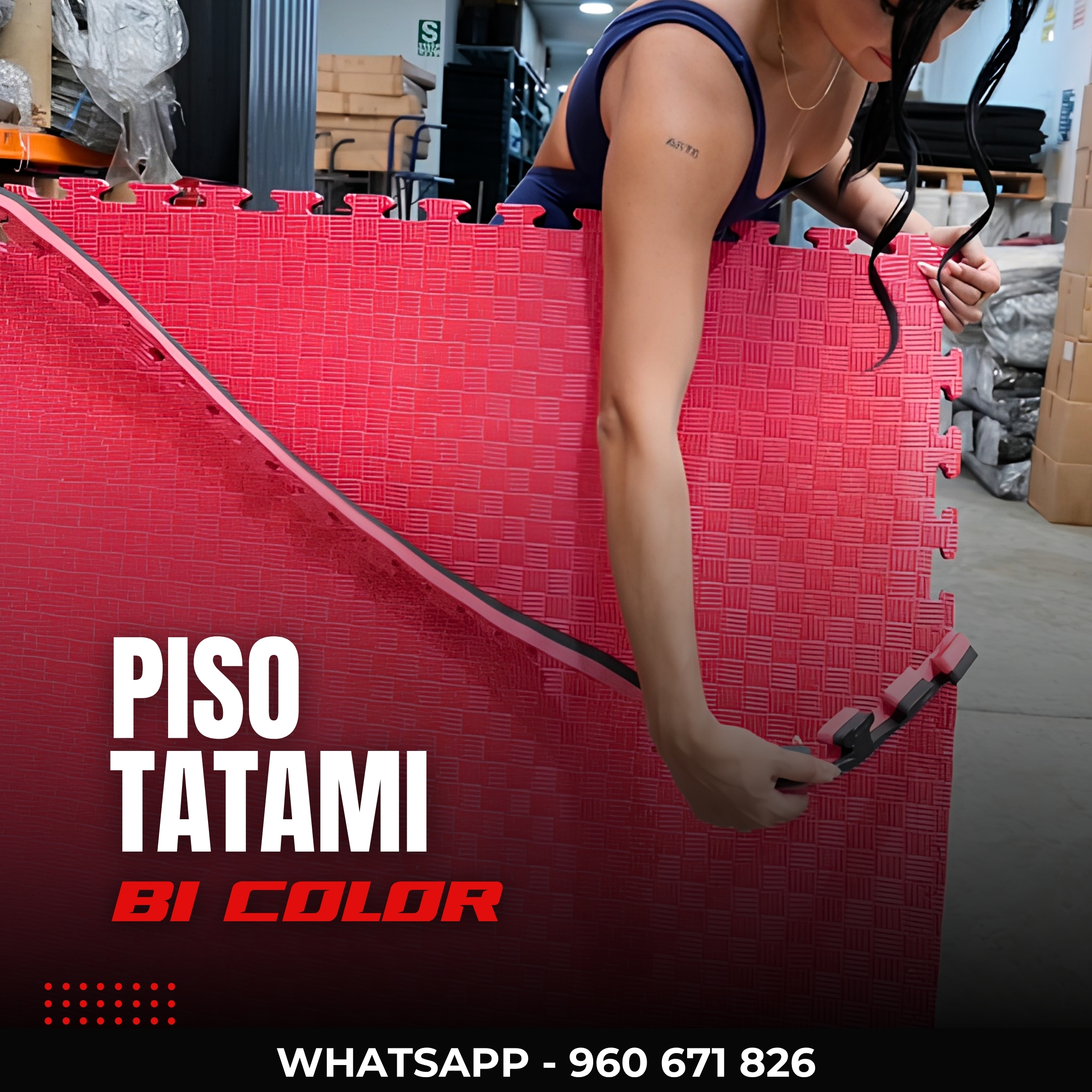 Piso Tatami EVA Rojo/Azul 2.5cm para Artes Marciales