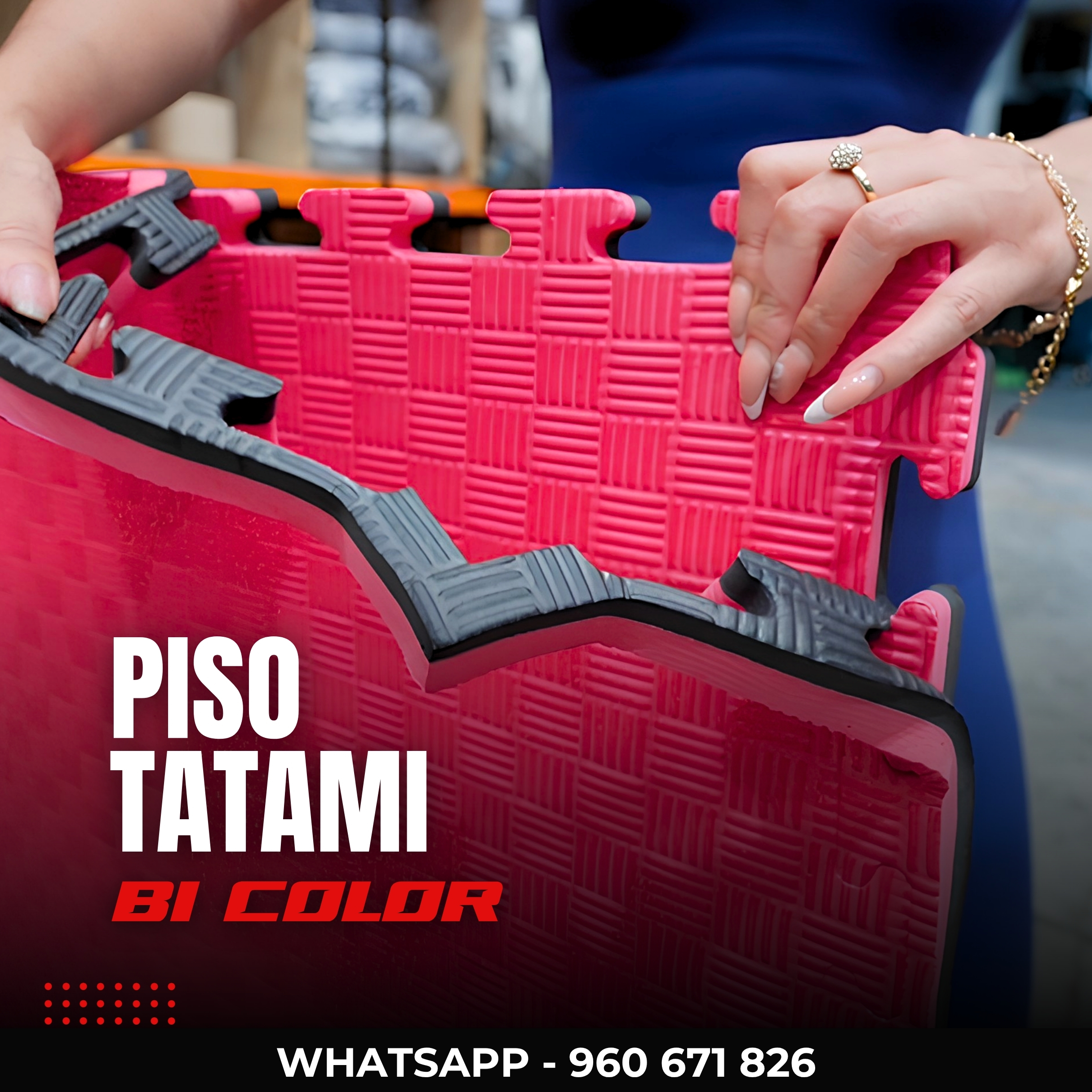 Piso Tatami EVA Rojo/Azul 2.5cm para Artes Marciales
