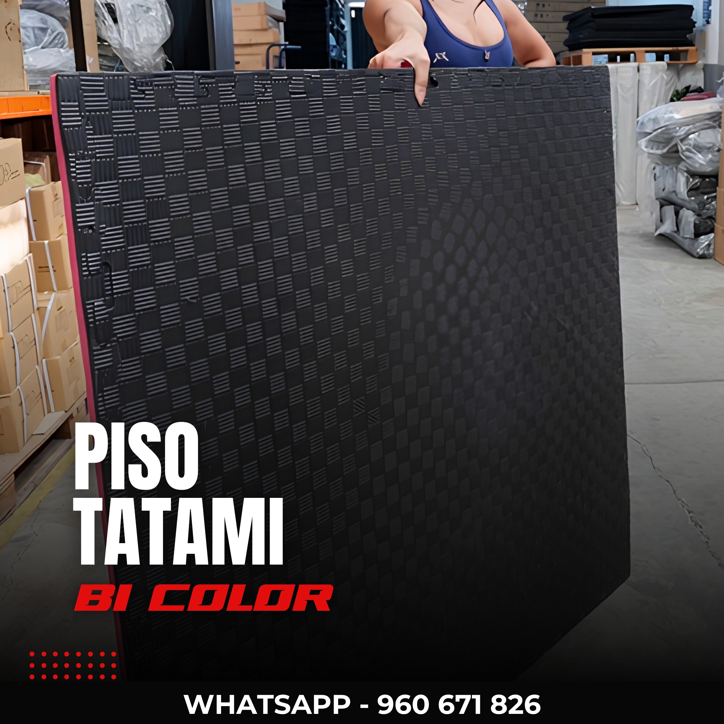 Piso Tatami EVA Rojo/Azul 2.5cm para Artes Marciales