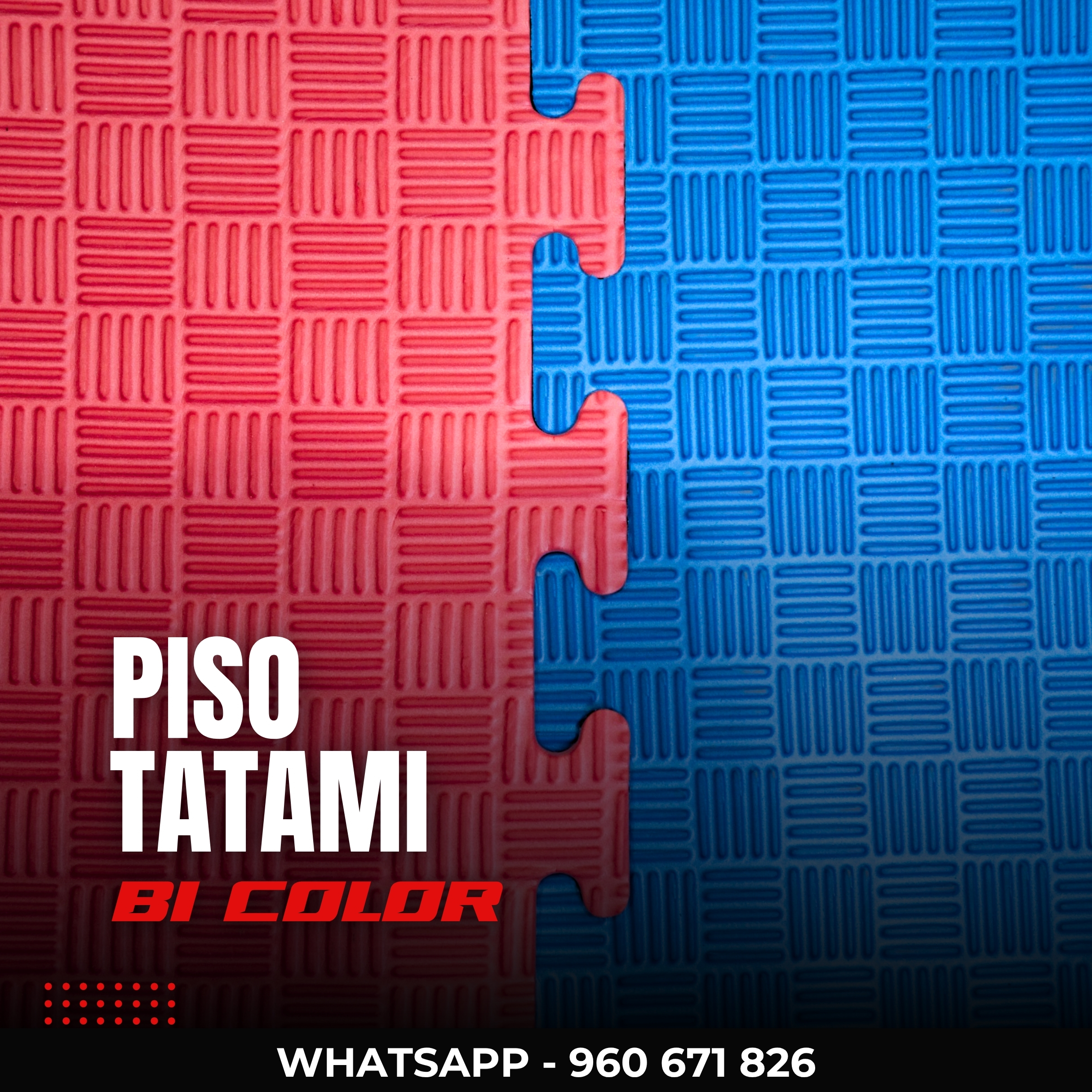 Piso Tatami EVA Rojo/Azul 2.5cm para Artes Marciales