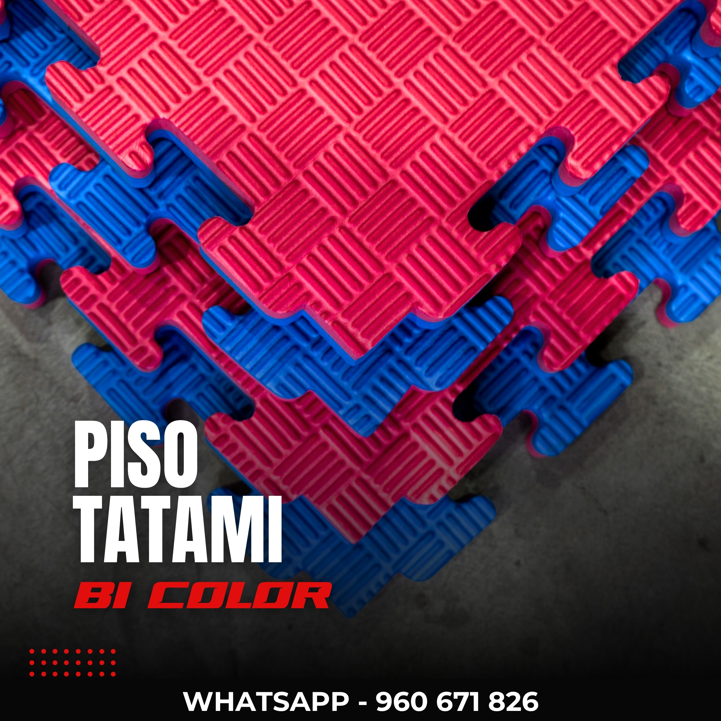 Piso Tatami EVA Rojo/Azul 2.5cm para Artes Marciales