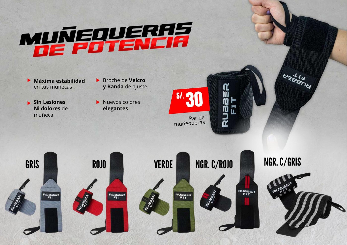 Muñequeras de Potencia Rubber Fit